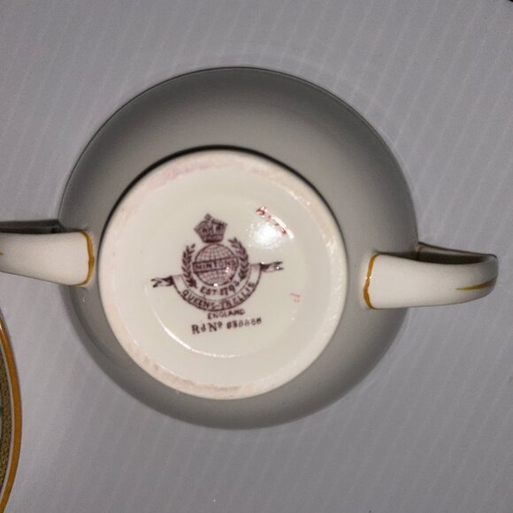 Minton Queens-Trellis, Double Handle Soup/Saucer, Vintage 1940s - Picture 3 of 7